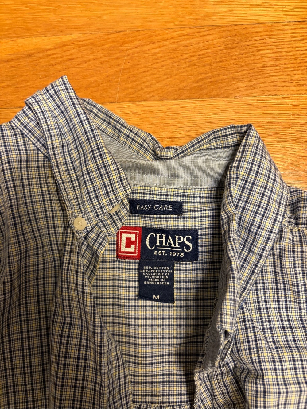Chaps Men’s Navy and White Plaid Button-Down Shirt